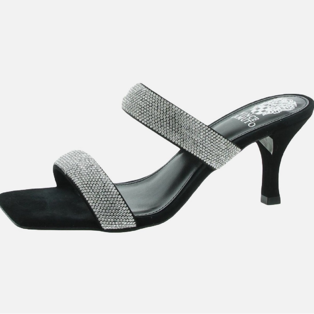 NIB VINCE CAMUTO WOMENS ASLEE 2 RHINESTONE SUEDE MULE SANDALS